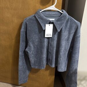 Native Youth Slate Corduroy Cropped Jacket